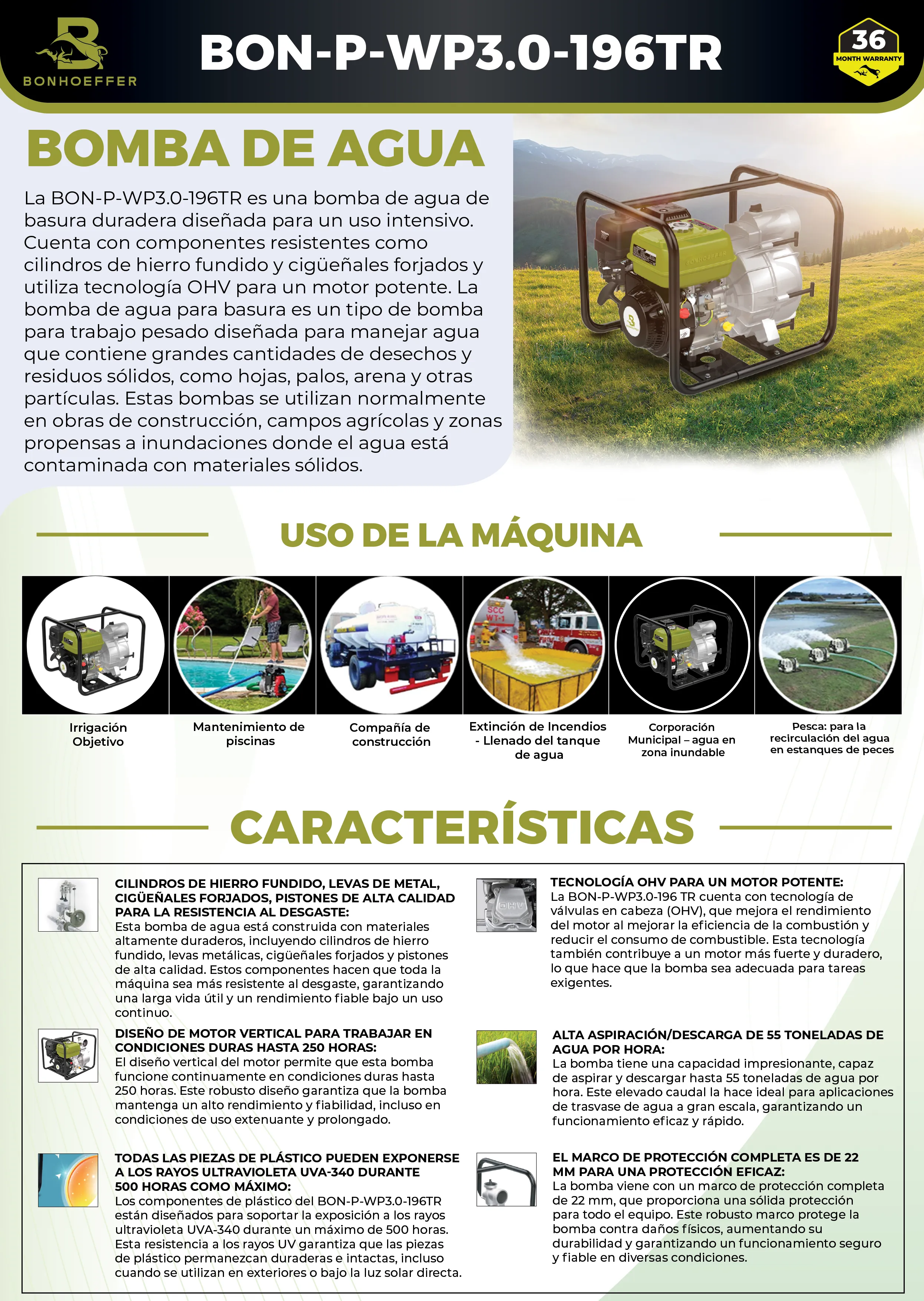 BON-P-GE-16.0HP - Motor de gas de 16 HP